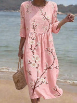 Luna | Lässiges Kleid mit Ellenbogenärmeln – Rosa