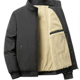 Herren Outdoor Jacke mit Fleece | Einfarbig Reißverschluss – Schwarz