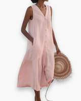 Damen Elegantes V-Ausschnitt Kleid | Sommer kleid – Rosa