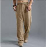 Ethan - Freizeithose mit Kordelzug aus Leinen – Khaki