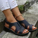 Clara - Offene Sandalen mit niedrigen Absätzen – Dunkelblau