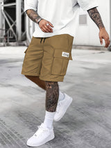 Herren Kordelzug mit Taschen Kurze Hosen – Kaffee