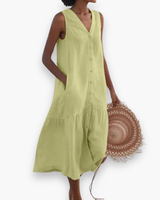 Damen Elegantes V-Ausschnitt Kleid | Sommer kleid – Grün