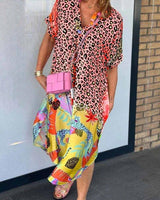 Amanda |  FREIZEITKLEID MIT LEOPARDENPRINT – Orange