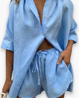Damen Elegantes Twin Set | Zweiteiliges Set – Blau