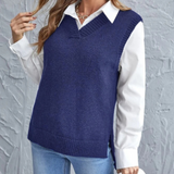 Zarter Strick-Weste mit V-Ausschnitt - Faye – Blau