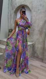 Whitney | Schickes Fließendes Schulterkleid für Sommeranlässe – Lila