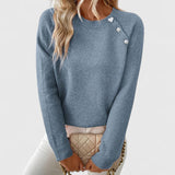 Liveta - Stilvoller Pullover Mit Knöpfen – Blau
