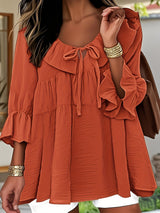 Garbine – Elegante Bluse Mit Rüschen Am Ausschnitt – Orange