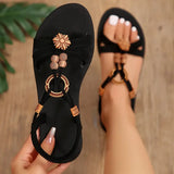 Mezanya – Stilvolle flache Sandalen – Schwarz