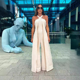 Valeria - Eleganter Jumpsuit mit weitem Bein – Weiß
