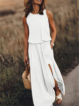 Edna - Schlichtes Boho Maxikleid aus Modal in verschiedenen Farben – Weiß