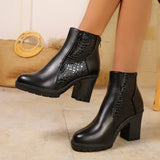 Yardenit - Stiefel Mit Klobigem Absatz Aus Echtem Leder – Schwarz