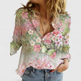 Fiona | Bluse mit Blütenprint – Rosa Grün