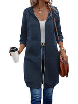 Nayvah - Langarm Kapuzenpullover Mit Reißverschluss – Marineblau