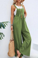Solania – Stylischer Overall mit weitem Bein – Grün