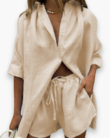 Damen Elegantes Twin Set | Zweiteiliges Set – Beige
