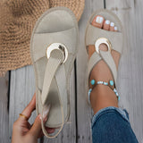 Toriae - Riemchensandalen mit Ring-Detail – Beige