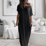 Ulissa - Schulterfreies Maxikleid – Schwarz
