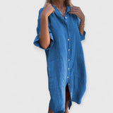 MELANY | STIL HEMDKLEID IN KNIELÄNGE – Blau