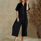 Valeria - Leinen-Overall – Schwarz