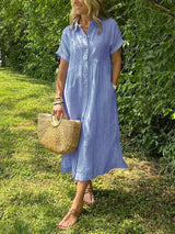 Lumae - Maxi-Hemdkleid mit weichem Griff – Blau