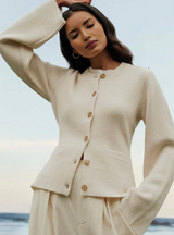 Damen Cardigan mit Ausgestellten Ärmeln | Lässig – Elfenbein