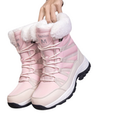 Damen Winterstiefel | Hoher Schaft geschlossene Form Profilsohle – rosa
