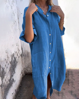 Valerie | Bohemian Shirt Dress – Blau