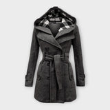 Elyana – Warmer Wintermantel mit Kapuze – Dunkelgrau