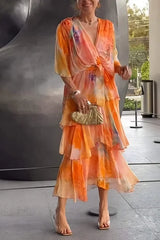 Cassia | Elegantes Chiffonkleid – Orange
