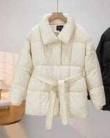 Lässig - wattierte jacke mit revers in schlichter farbe – Beige