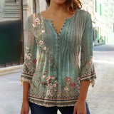 Devika - Bluse mit Floralprint – Hellgrün
