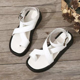 Sabrina | Verstellbar Plateau Sandalen – Weiß