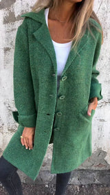 Isabella – lässige lange jacke mit umschlag – Grün