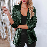 Deitra - Eleganter Blazer-Anzug mit funkelnden Pailletten – Dunkelgrün