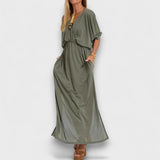 Elora – Langes Kleid mit fließender silhouette – Grün