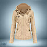 Lederjacke mit kapuze – Aprikose