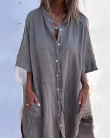 Valerie | Bohemian Shirt Dress – Grau