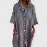 MELANY | STIL HEMDKLEID IN KNIELÄNGE – Grau