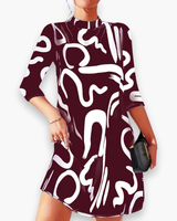 Damen Stilvolles Herbstkleid | Knielang – Bordeaux