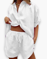 Damen Elegantes Twin Set | Zweiteiliges Set – Weiß