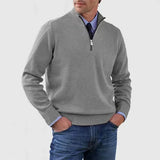 Ben | Modischer Warmer Pullover Mit Halbem Reißverschluss – Grau