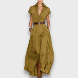 Arvella – Maxi-Hemdkleid aus Baumwoll-Mix – Khaki