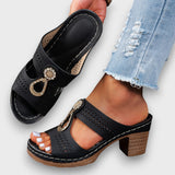 Elvanna – Elegante Sommerschuhe mit Schmuckdetail – Schwarz