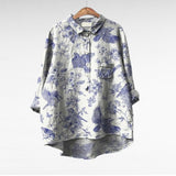 Olivia | Oversized Leinen-Bluse – Print 2