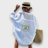 Elira – Oversize-Hemd mit Paillettenstickerei – Weiß