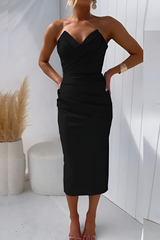 Aditi – Elegantes Trägerloses Sommer Kleid – Schwarz