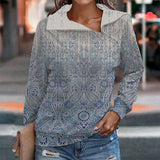 Aria - Sweatshirt mit lebhaftem Blumendruck und Reißverschluss – Grau