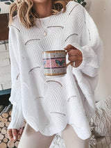 Schlichter, lässiger strickpullover – Weiß